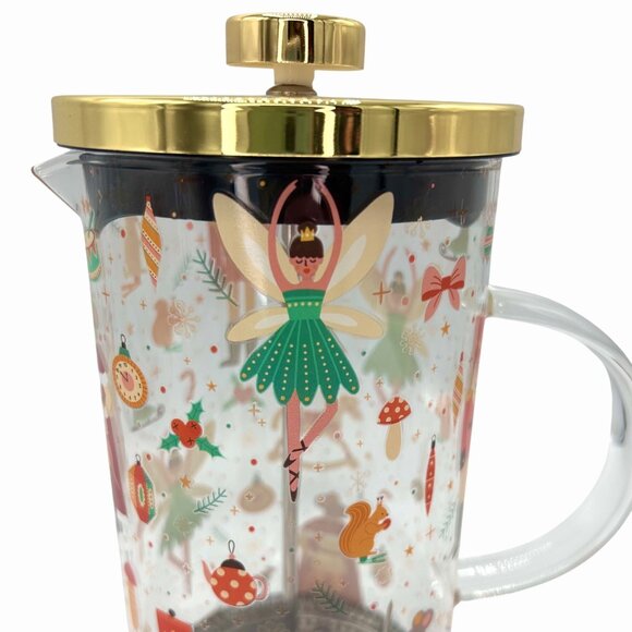 NWT NORDSTROM CHRISTMAS HOLIDAY NUTCRACKER SUITE GLASS FRENCH PRESS COFFEE MAKER - Picture 2 of 8